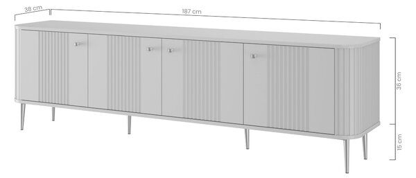 TV stolek Vesper 4D 187 cm - kašmírový / dekor ořech / černé nožky