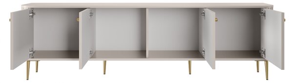 TV stolek Vesper 4D 187 cm - kašmírový / zlaté nožky
