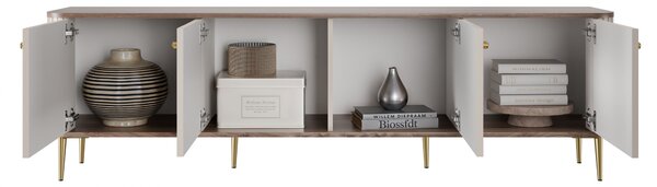 TV stolek Vesper 4D 187 cm - kašmírový / zlaté nožky