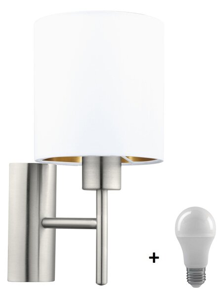 Eglo 95053 PASTERI - Nástěnná textilní lampička + Dárek LED žárovka (Bílá lampa na zeď)