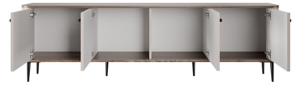 TV stolek Vesper 4D 187 cm - kašmírový / dekor ořech / černé nožky