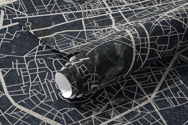 Fototapety Mapa Paříže, liniová kresba, architektura, Francie, tmavé barvy, Fototapety mapy světa, w01697v1 : uwalls.cz