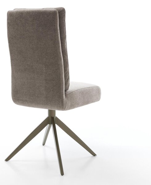 DELIFE Jídelní židle Pela-Flex strukturální látka měkký taupe křížová podnož široká titanová barva 360° otočný houpací funkce taštičkové pružiny