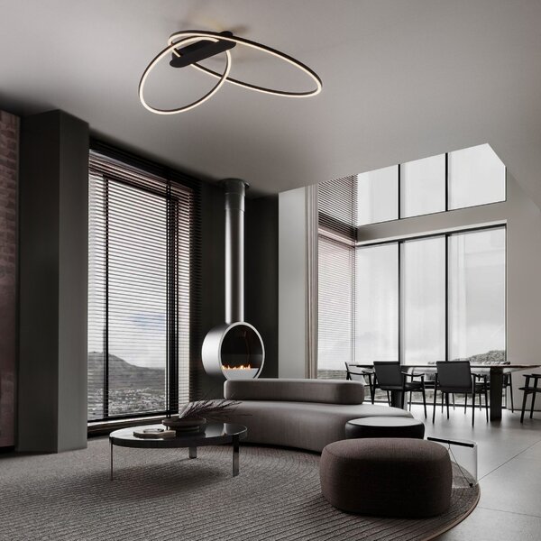 Černé kovové stropní LED světlo Nova Luce Kiklos 72 cm