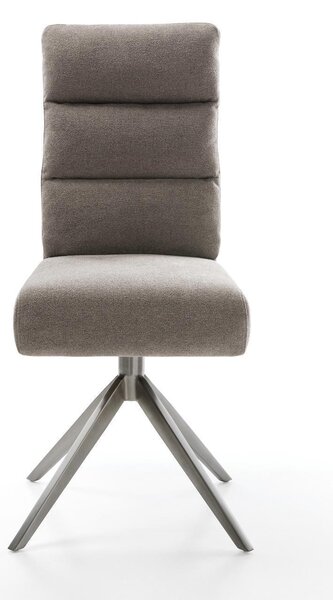 DELIFE Jídelní židle Pela-Flex strukturovaná látka měkký taupe křížová podnož široká grafitová 360° otočná houpací funkce taštičkové pružiny