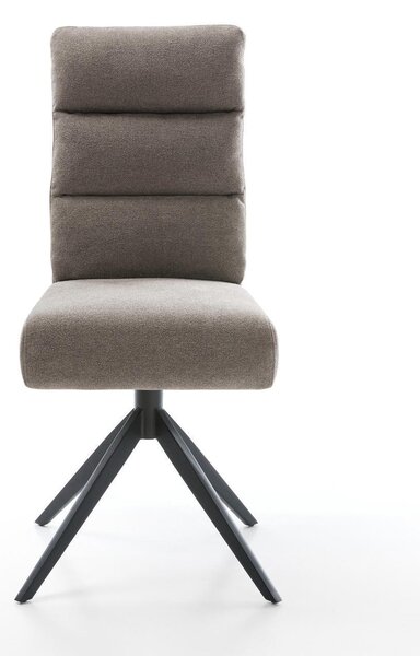 DELIFE Jídelní židle Pela-Flex strukturovaná látka měkký taupe křížová podnož široká černá 360° otočná houpací funkce taštičkové pružiny