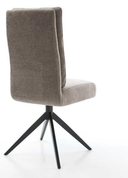 DELIFE Jídelní židle Pela-Flex strukturovaná látka měkký taupe křížová podnož široká černá 360° otočná houpací funkce taštičkové pružiny