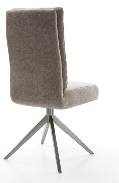 DELIFE Jídelní židle Pela-Flex strukturovaná látka měkký taupe křížová podnož široká grafitová 360° otočná houpací funkce taštičkové pružiny