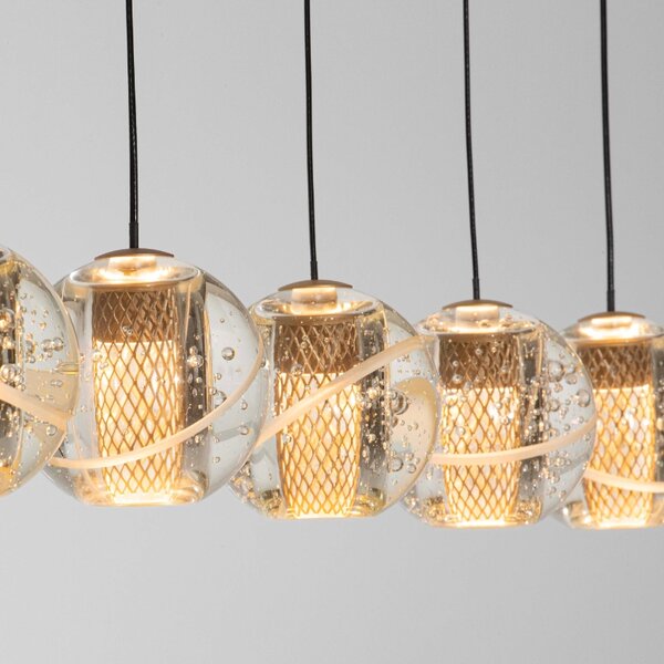 Zlaté skleněné závěsné LED světlo Nova Luce Licio 84 cm