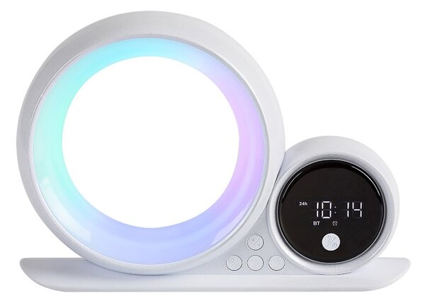 RABALUX 76109 Wakeway dekorační stolní lampička s hodinami LED 5W RGB bílá