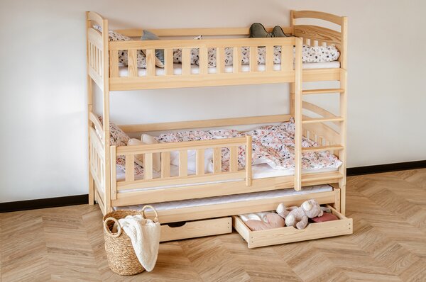 Patrová postel z masivu Bohdana pro 3 děti Velikost spací plochy: 200x90, Barva: bílá