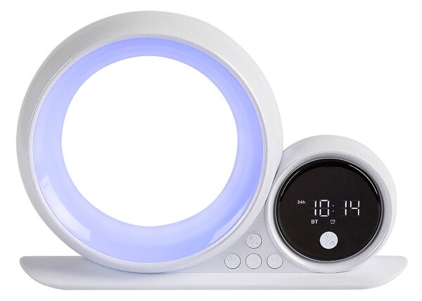 RABALUX 76109 Wakeway dekorační stolní lampička s hodinami LED 5W RGB bílá