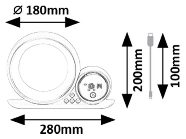 RABALUX 76109 Wakeway dekorační stolní lampička s hodinami LED 5W RGB bílá