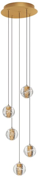 Zlaté skleněné závěsné LED světlo Nova Luce Licio 31 cm