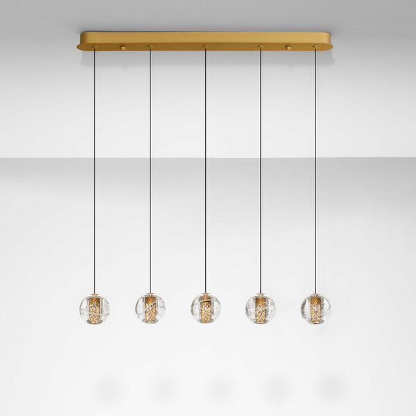 Zlaté skleněné závěsné LED světlo Nova Luce Licio 84 cm
