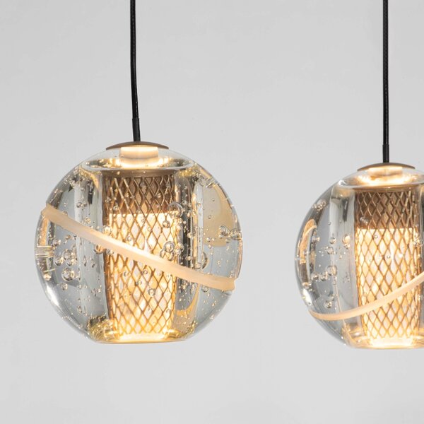 Zlaté skleněné závěsné LED světlo Nova Luce Licio 84 cm