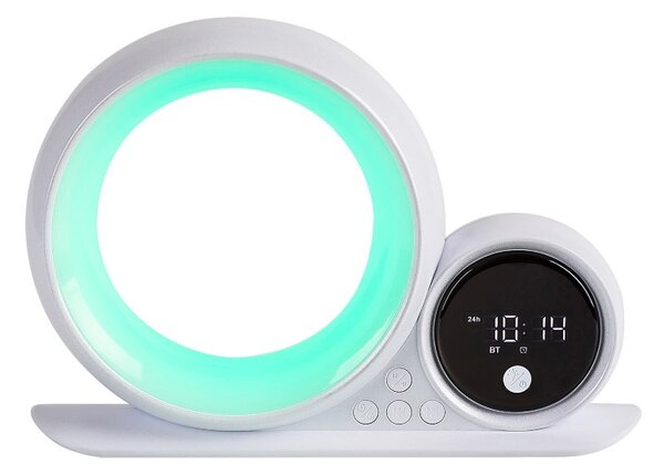 RABALUX 76109 Wakeway dekorační stolní lampička s hodinami LED 5W RGB bílá