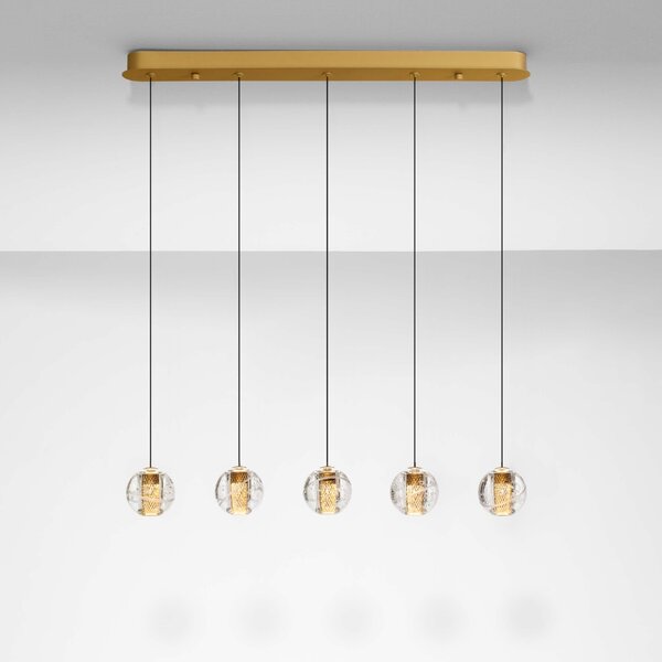 Zlaté skleněné závěsné LED světlo Nova Luce Licio 84 cm