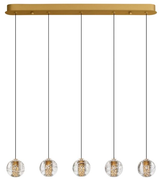Zlaté skleněné závěsné LED světlo Nova Luce Licio 84 cm