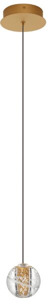 Zlaté skleněné závěsné LED světlo Nova Luce Licio 14 cm