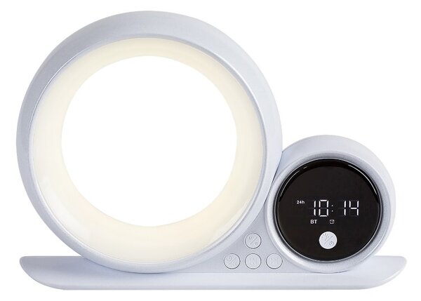 RABALUX 76109 Wakeway dekorační stolní lampička s hodinami LED 5W RGB bílá