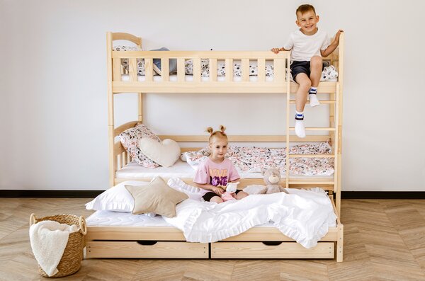 Patrová postel z masivu Bohdana pro 3 děti Velikost spací plochy: 200x90, Barva: bílá