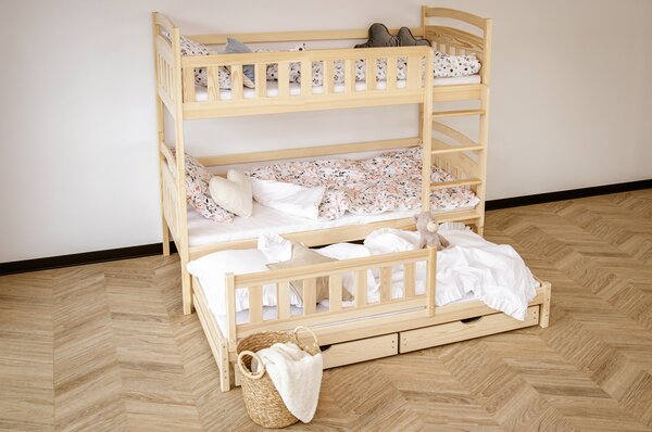 Patrová postel z masivu Bohdana pro 3 děti Velikost spací plochy: 200x90, Barva: bílá