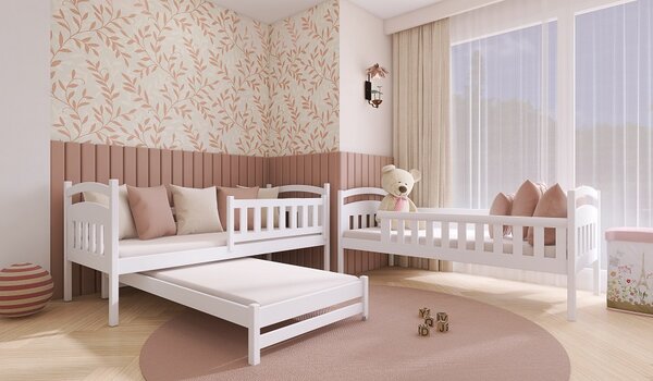 Patrová postel z masivu Bohdana pro 3 děti Velikost spací plochy: 200x90, Barva: bílá