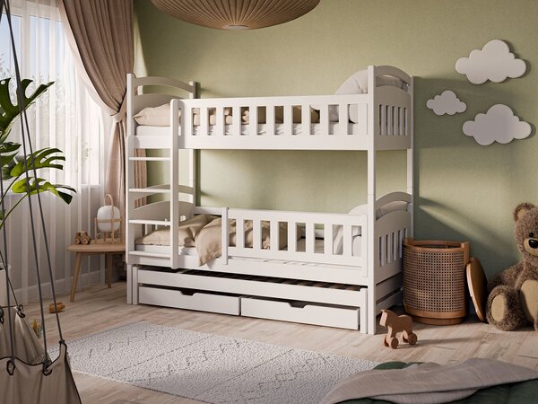 Patrová postel z masivu Bohdana pro 3 děti Velikost spací plochy: 200x90, Barva: bílá