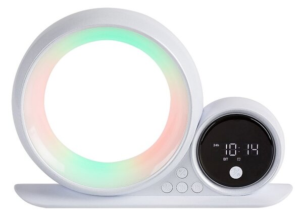 RABALUX 76109 Wakeway dekorační stolní lampička s hodinami LED 5W RGB bílá
