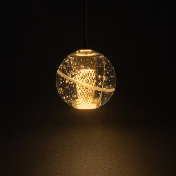 Zlaté skleněné závěsné LED světlo Nova Luce Licio 14 cm