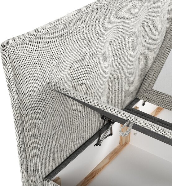 Maison de Rêve Světle béžová čalouněná dvoulůžková postel KOYA 160 x 200 cm s úložným prostorem