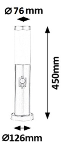 Rabalux 8267 Inox torch Zahradní sloupkové světlo | E27 | Bílá | Chrom | Kov - r-8267