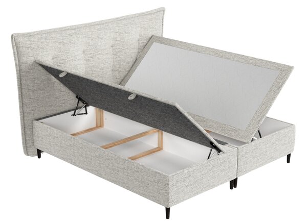 Maison de Rêve Světle béžová čalouněná dvoulůžková postel KOYA 160 x 200 cm s úložným prostorem