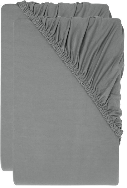 Livarno® Sada žerzejových napínacích prostěradel, 90–100 x 200 cm, 2dílná, šedá (800013948)