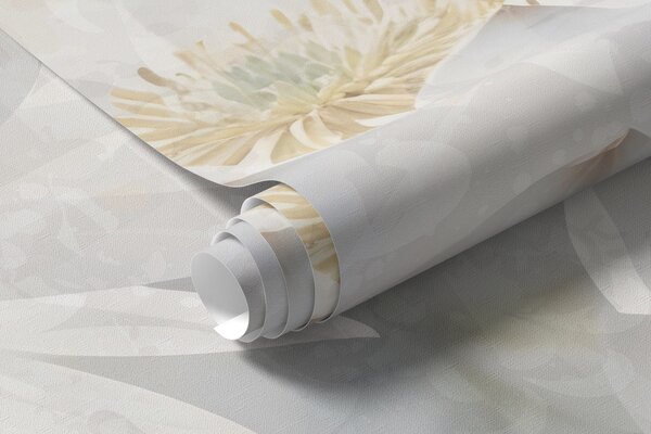 Fototapety Bílé lotosové květy v mlhavém, éterickém pozadí abstraktní pastelové krajiny, Fototapety akvarel, w08328 : uwalls.cz