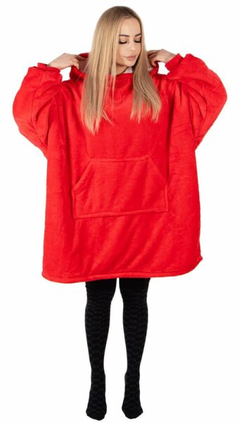 Mikinová deka oversize s kapucí SPRINGOS HA7321 červená