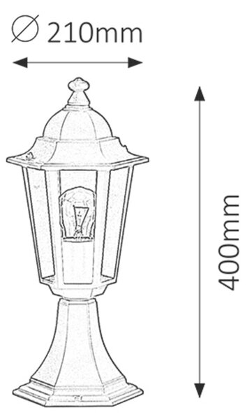 Rabalux 8206 VELENCE - Venkovní stojací lucerna, IP43, výška 40cm (Venkovní stojací lampa v černé barvě)