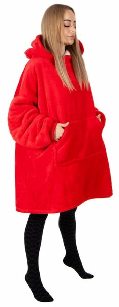 Mikinová deka oversize s kapucí SPRINGOS HA7321 červená