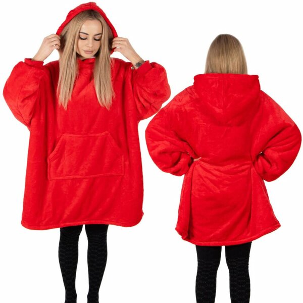 Mikinová deka oversize s kapucí SPRINGOS HA7321 červená