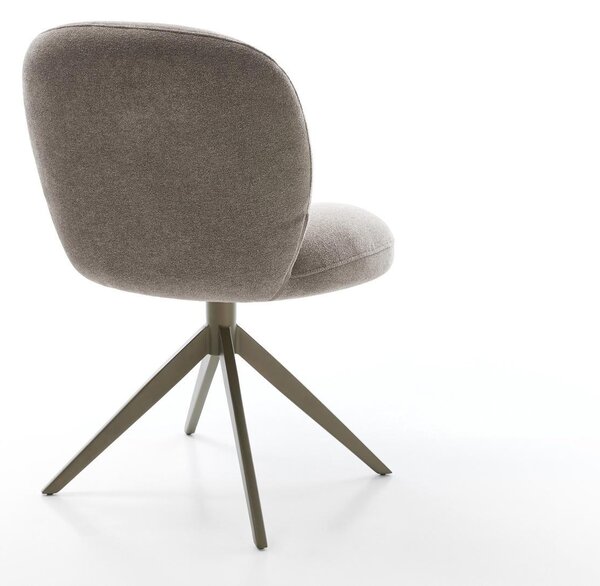 DELIFE Jídelní židle Nube-Flex strukturovaná látka měkký taupe křížová podnož široká titanová barva 360° otočná houpací funkce taštičkové pružiny
