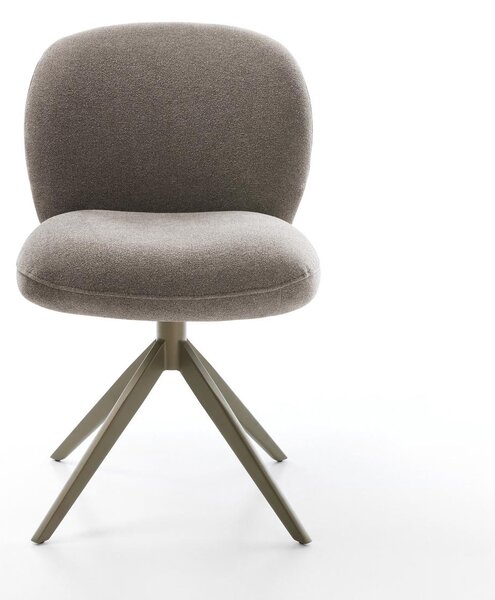 DELIFE Jídelní židle Nube-Flex strukturovaná látka měkký taupe křížová podnož široká titanová barva 360° otočná houpací funkce taštičkové pružiny