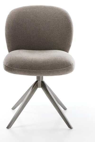 DELIFE Jídelní židle Nube-Flex strukturovaná látka měkký taupe křížová podnož široká grafitová 360° otočná houpací funkce taštičkové pružiny