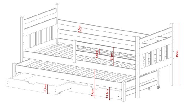 Dětská postel s přistýlkou Dorry Velikost spací plochy: 160x80, Barva: bílá