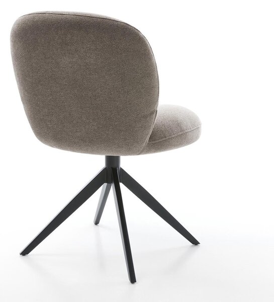 DELIFE Jídelní židle Nube-Flex strukturovaná látka měkký taupe křížová podnož široká černá 360° otočný houpací funkce taštičkové pružiny