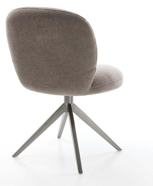 DELIFE Jídelní židle Nube-Flex strukturovaná látka měkký taupe křížová podnož široká grafitová 360° otočná houpací funkce taštičkové pružiny