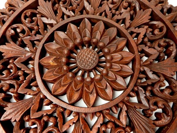 Závěsná dekorace MANDALA, dřevo , hnědá , 40 cm