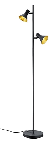 Trio R40162002 NINA - Stojací lampa s naklápěcími stínidly, 144cm (Obýváková lampa v retro stylu v černo-zlaté barvě)
