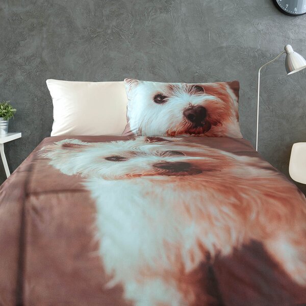 Povlečení Veba GEON tisk Pes krémová Velikost: 140x200 cm + 70x90 cm