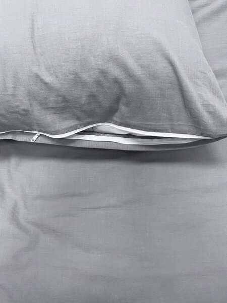 Lněné povlečení šedé 140x200cm+90x70cm TiaHome